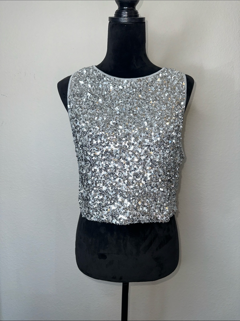 Forever 21 Silver Sequin Cropped Tank